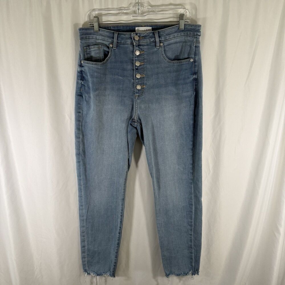 LOFT the Curvy Skinny Jeans Womens 12 31 Light Wash Blue Denim Button Fly Cotton